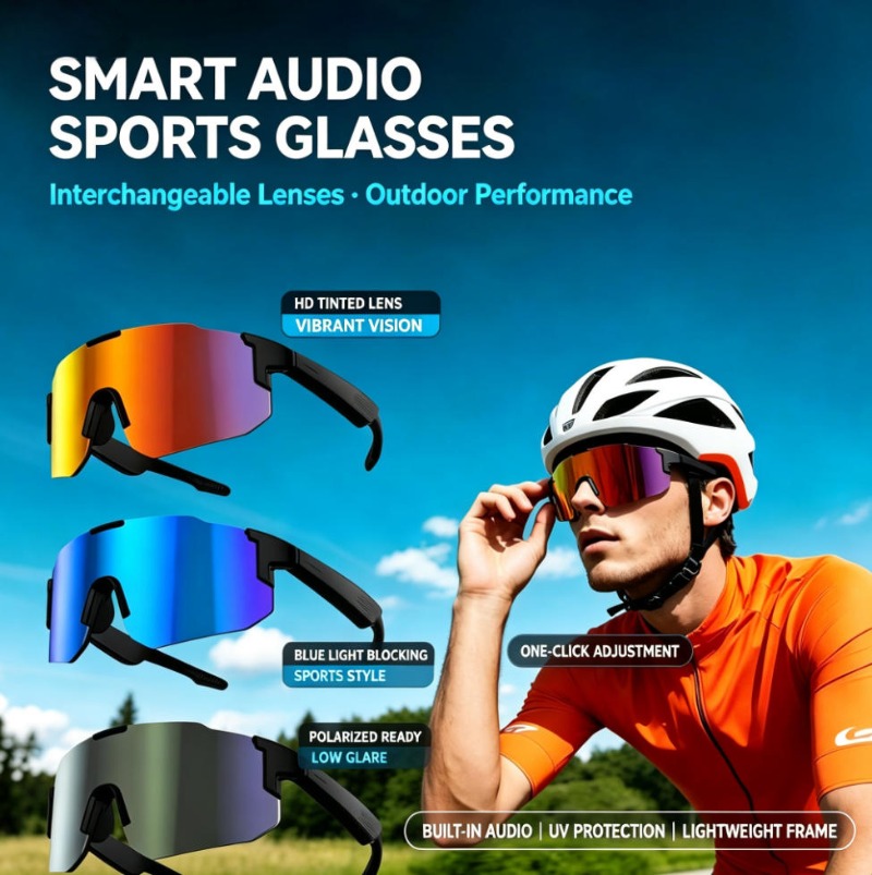 Smart Glasses Lens - Lunettes de soleil sportives intelligentes avec